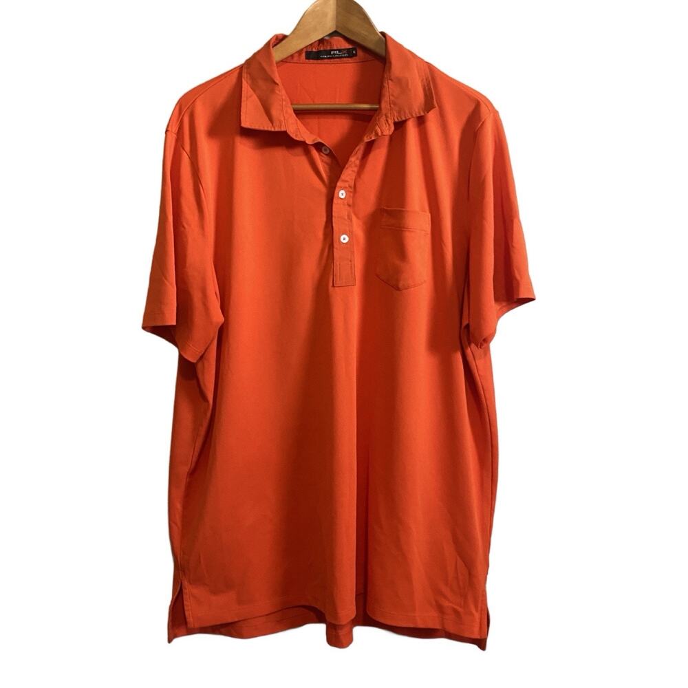 RLX Ralph Lauren Men's Shirt Pocket Golf Performance Short Sleeve Polo Orange XL